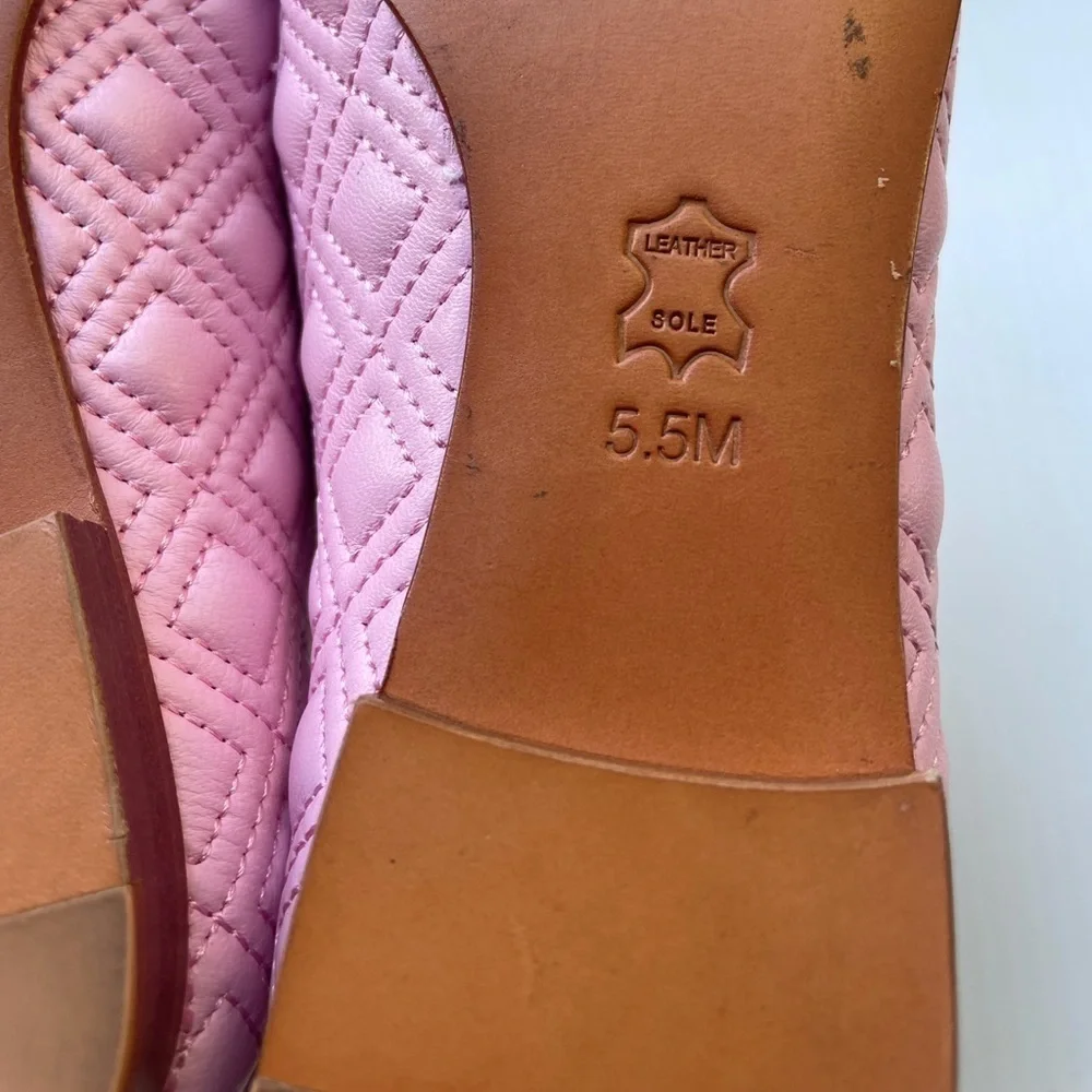 Tory Burch Marion Quilted Ballet Flats in Powder Puff Pink